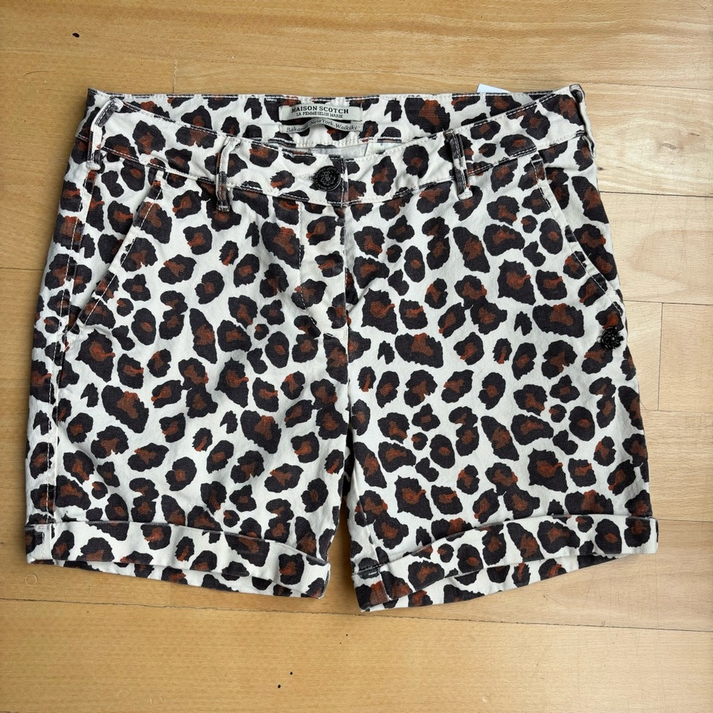 Maison Scotch Scotch & Soda Cheetah Boyfriend Shorts Size 26” Waist